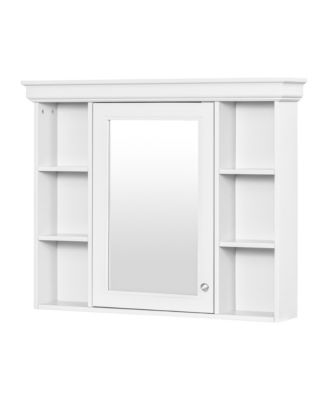 36" Solid Wood Bathroom Vanity with Mirror Cabinet, Adjustable Shelves and Drawers