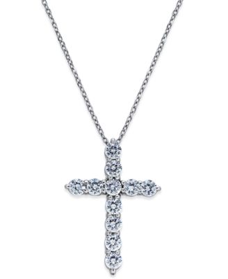 Diamond Cross Pendant Necklace (1 ct. t.w.) in 14k White Gold