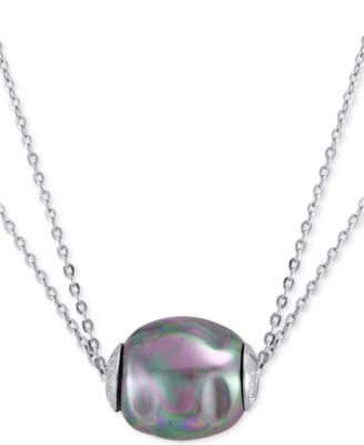 Majorica - Sterling Silver Gray Baroque Pearl (12mm) Necklace