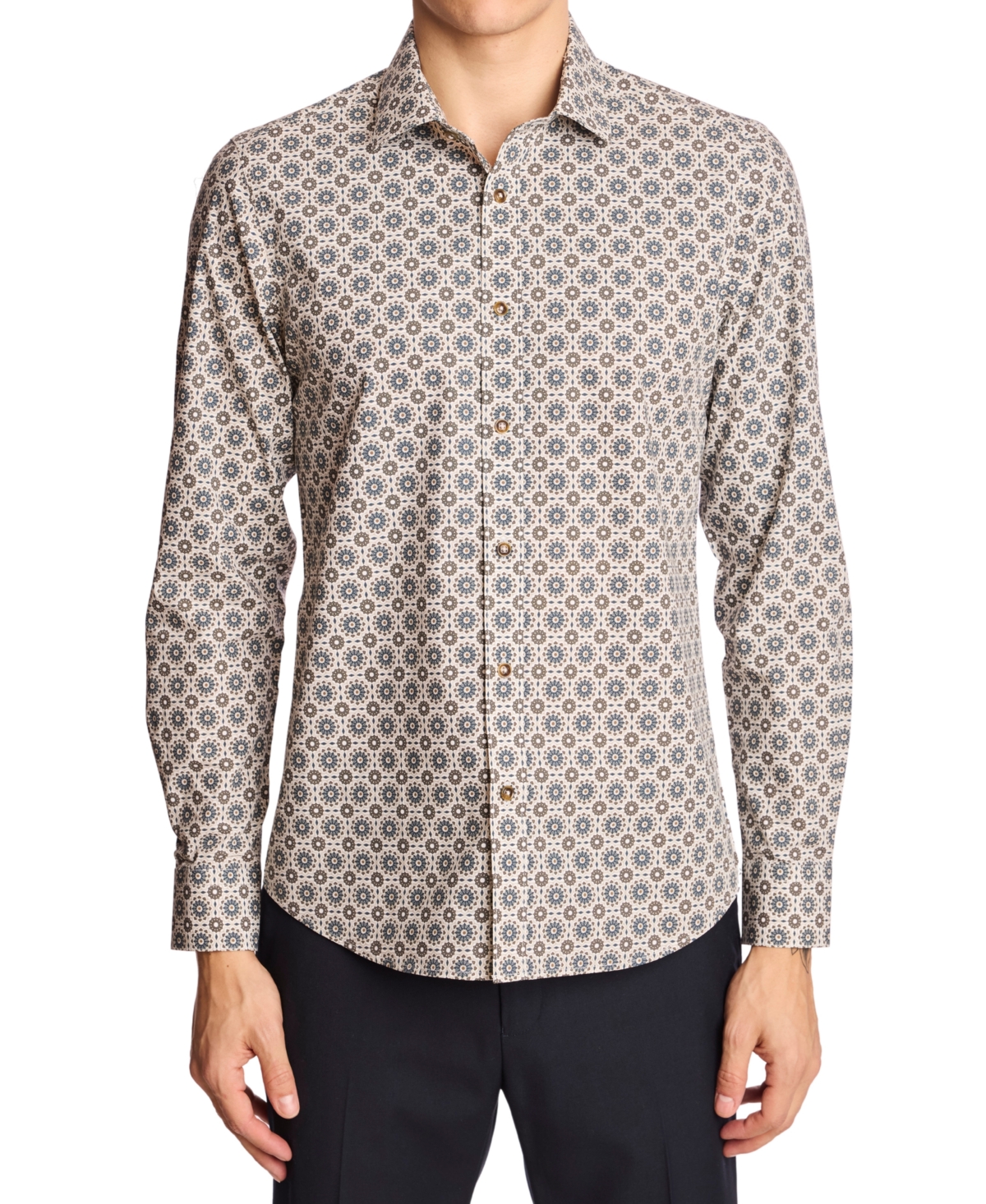 Paisley & Gray Samuel Spread Collar Shirt In Brown