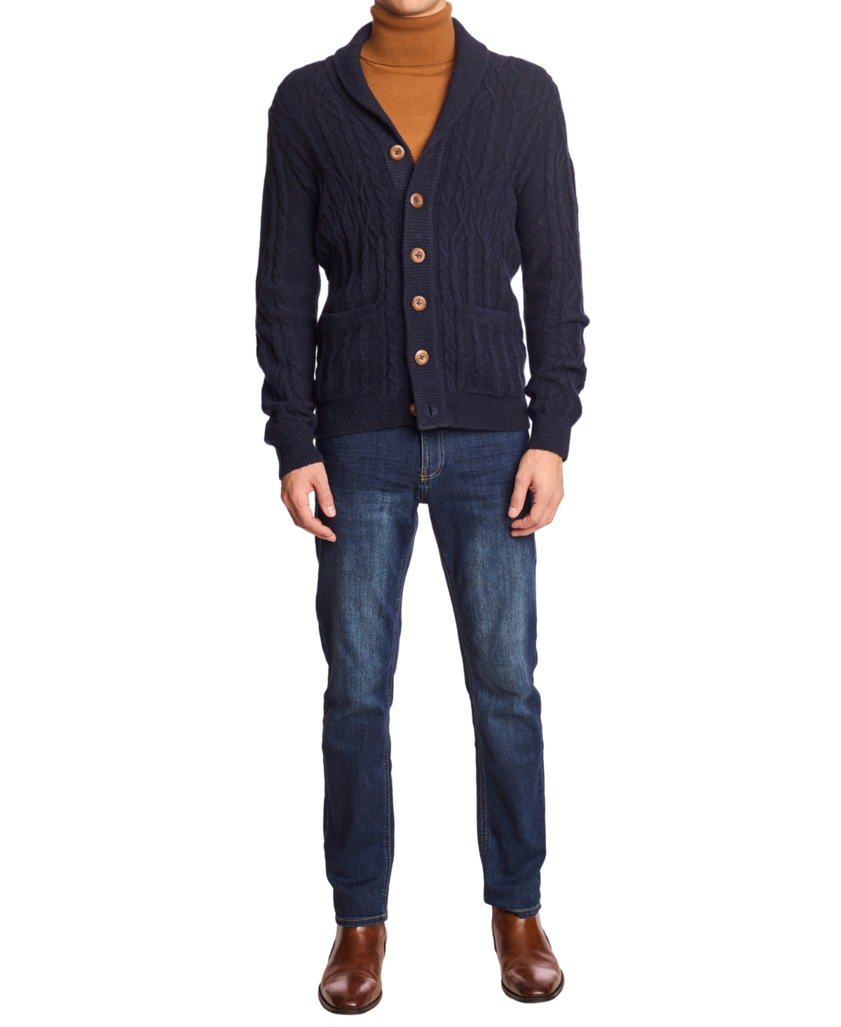 Paisley & Gray Men's Cable-knit Cardigan In Blue