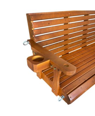 3-Seater 5 FT Extra Large Wooden Porch Swing, Heavy Duty 880 LBS, for Outdoor Patio Garden (Deep Brown)