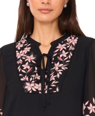 Petite Placement Print Long Sleeves Shift Dress