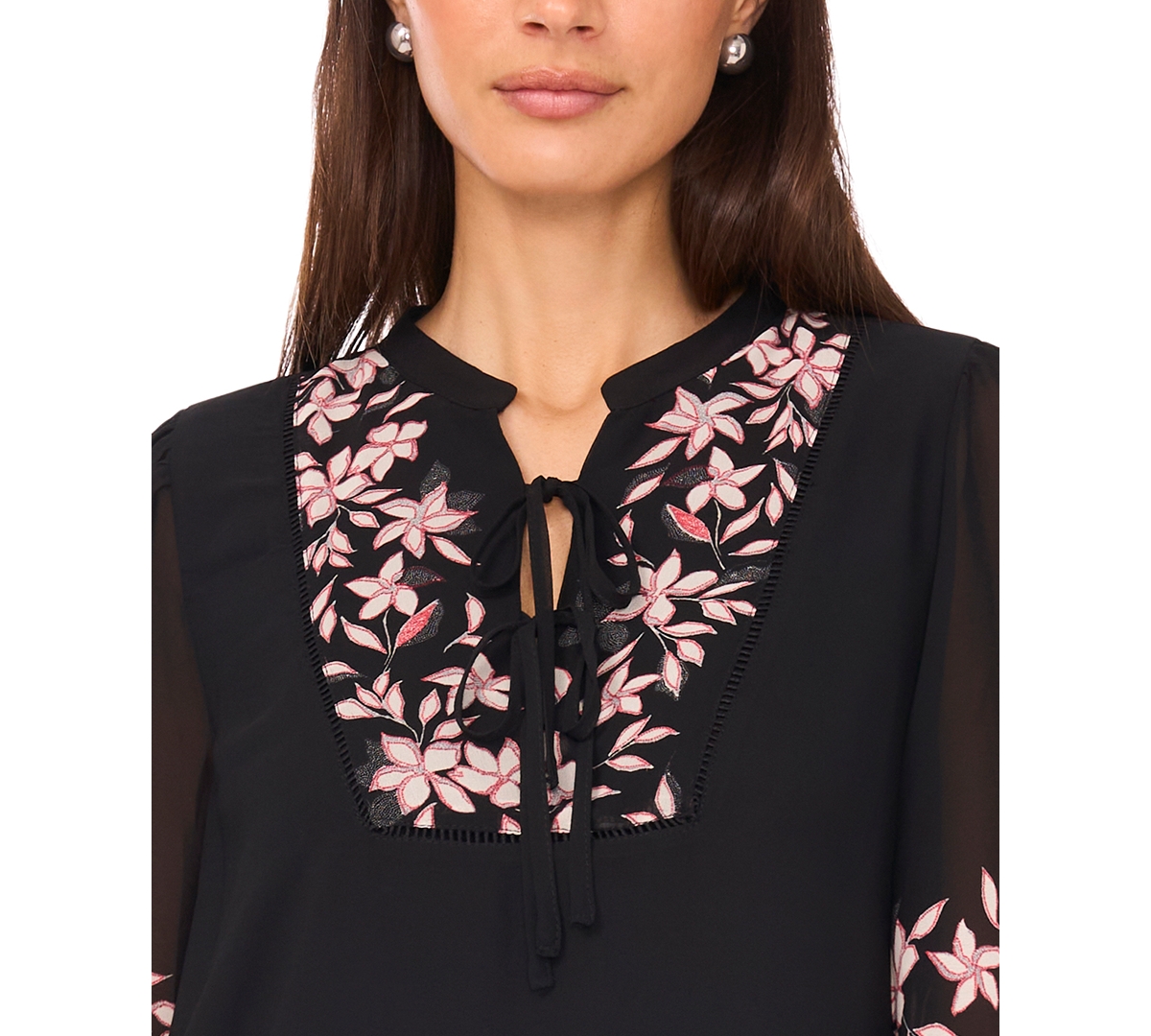 Msk Petite Placement Print Long Sleeves Shift Dress