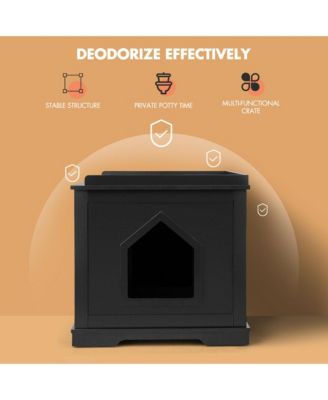 Cat Litter Box Wooden Enclosure Pet House Sidetable Washroom Storage Bench