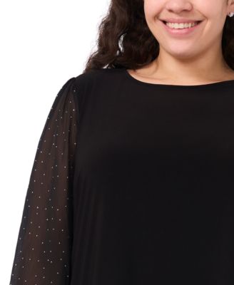 Plus Size Round Neck Bell Sleeves Shift Dress