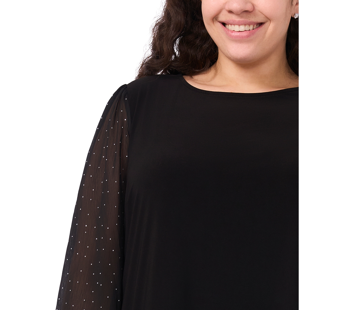 Msk Plus Round Neck Bell Sleeves Shift Dress