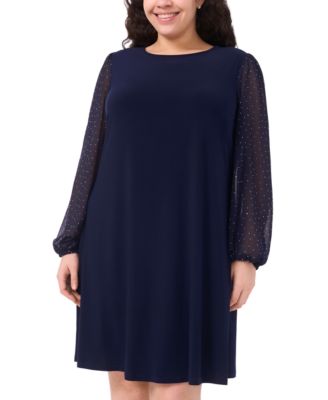 Plus Size Round Neck Bell Sleeves Shift Dress