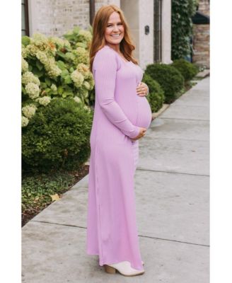 Pink Ribbed Sleeveless Dress Cardigan Maternity Set