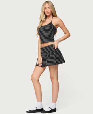 Women's Moria Striped Fold Over Mini Skirt