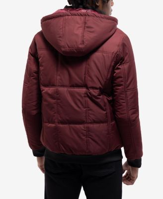 Men's Hooded Puffer Jacket With Patch Chest Pockets