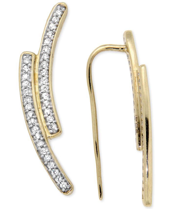 Macy's Diamond Curve Cuff Earrings (1/5 ct. t.w.) in 14k Gold Macy's