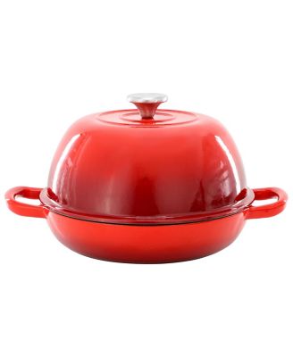 6 Quart Enameled Cast Iron Bread Pot in Red with Baking Mat