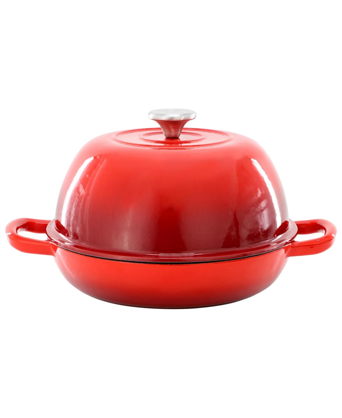 MegaChef 6 Quart Enameled Cast Iron Bread Pot in Red with Baking Mat