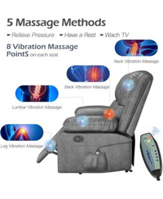 Recliner Couch with Massage&Heat Function, 3-Seat Wall Hunger Reclining Sofa