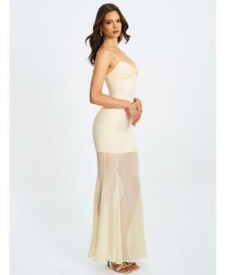 Women's Zayne Butter Yellow Ruch Breast Chiffon Mermaid Maxi Dress