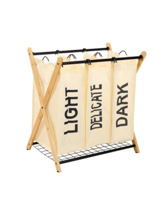X-Frame Bamboo 3-Bag Laundry Sorter, White