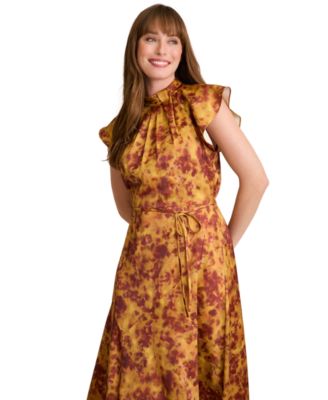 Women's Mock Neck Flutter Sleeve Dress