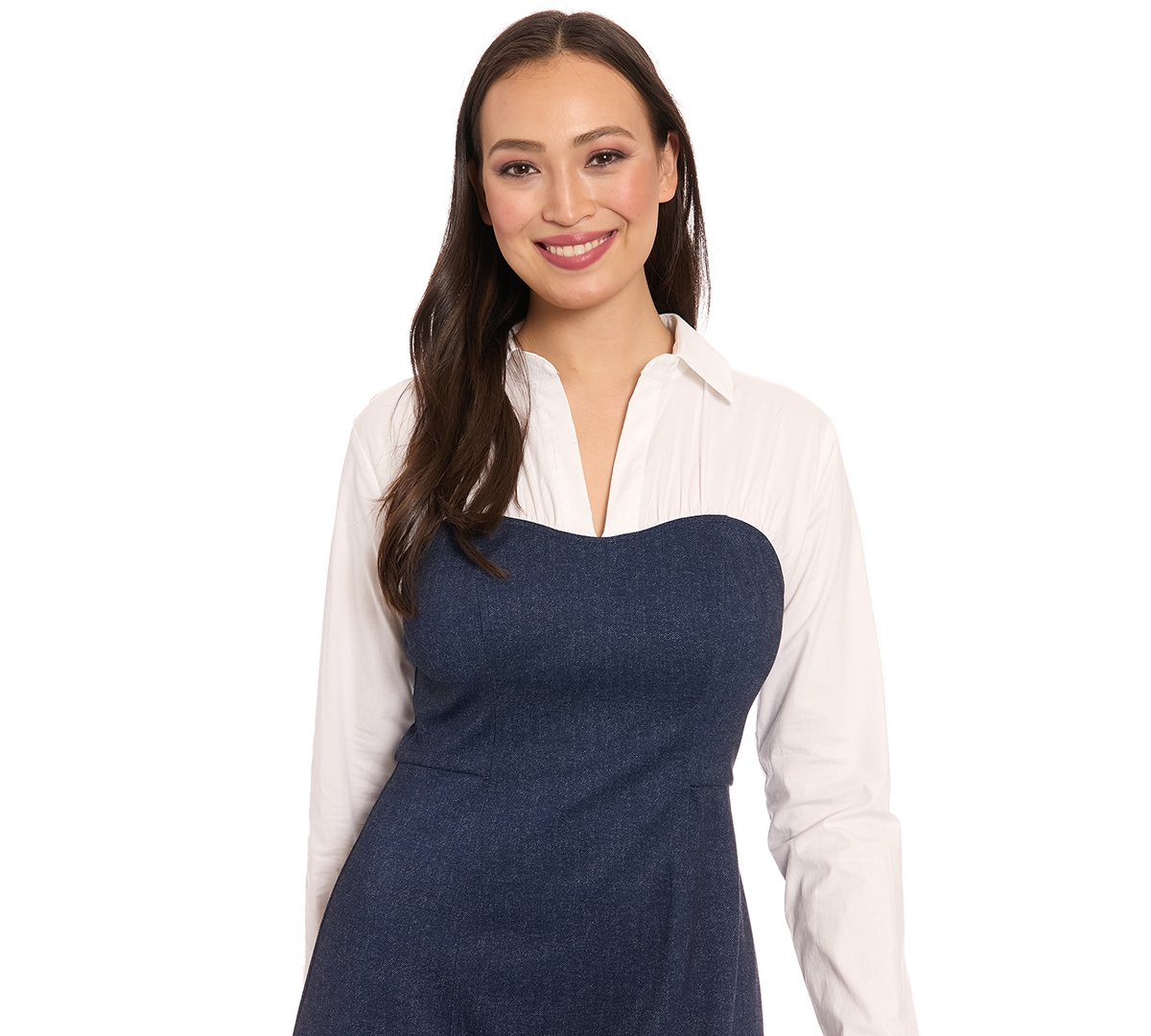 London Times Women's Collared Denim Dress In Blue