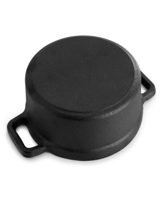 4 Piece Cast Iron 8 Ounce Mini Dutch Oven with Wood Tray