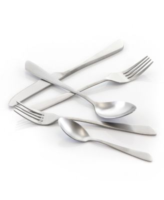 Gibbous 20 Piece Flatware Utensil Set, Stainless Steel Silverware Metal Service for 4 in Matte Silver