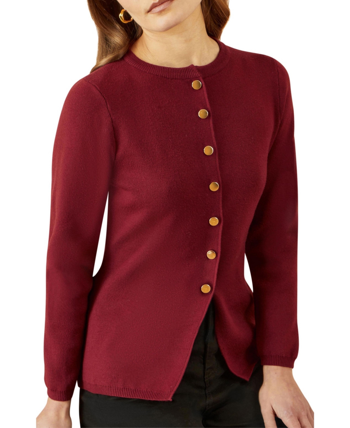 Yumi Women's Chic Peplum Button Up Cardigan