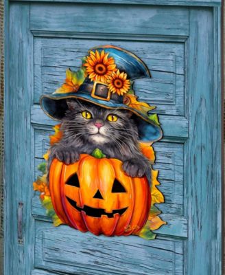 Black Cat Pumpkin Holiday Door D&eacute;cor