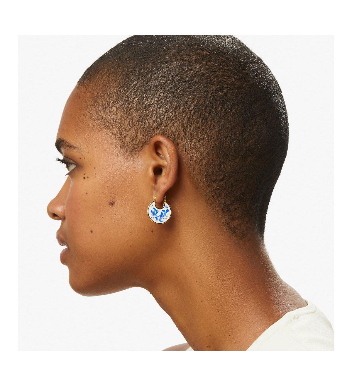 Ana Luisa Enamel Earrings - Hana Marble Blue