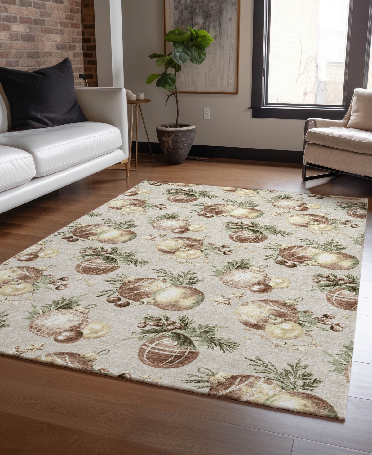 Addison Holiday Washable Indoor/outdoor Acn1828 10'x14' Area Rug In Brown