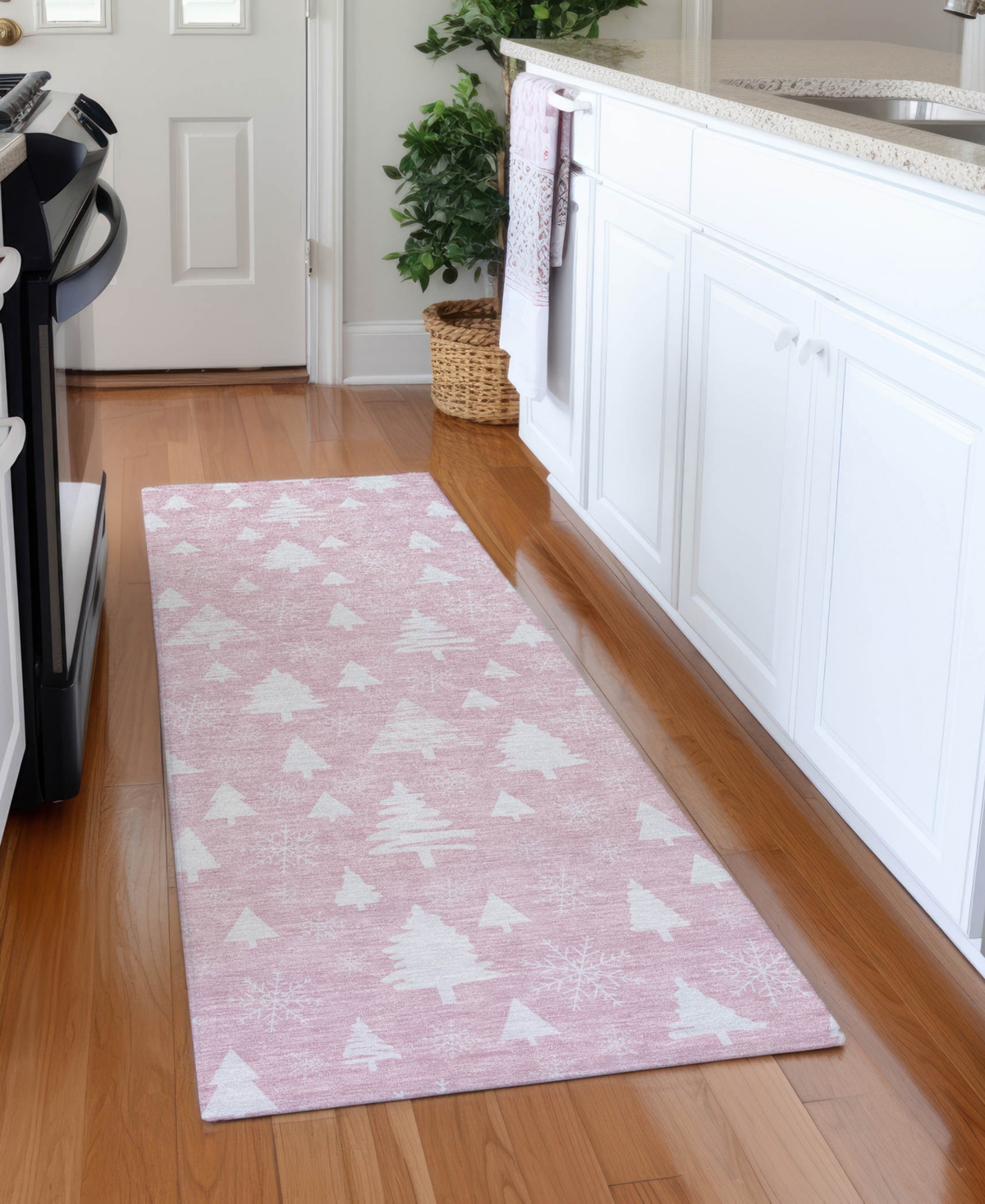 Addison Holiday Washable Indoor/outdoor Acn1815 2'3"x7'6" Runner Area Rug In Pink