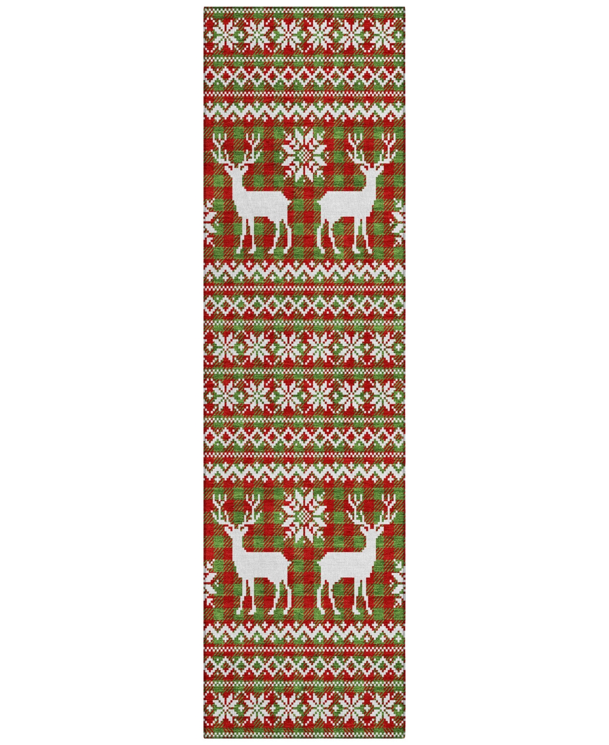 Addison Holiday Washable Indoor/outdoor Acn1820 2'3"x7'6" Runner Area Rug In Green