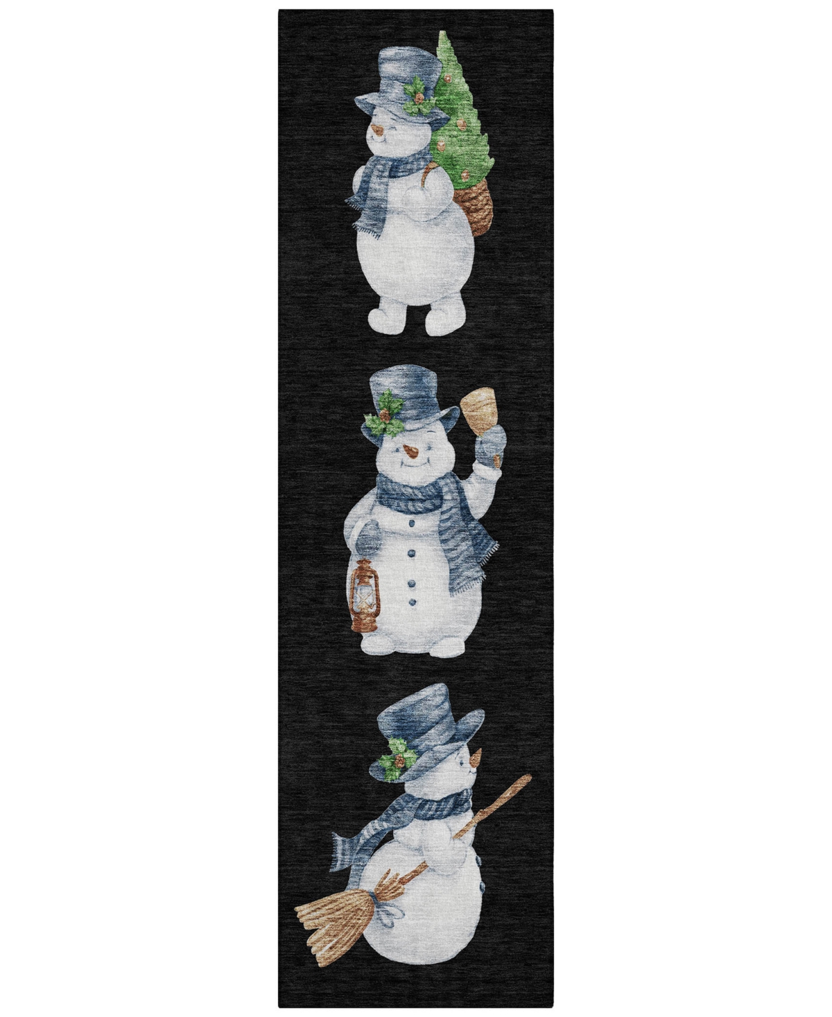 Addison Holiday Washable Indoor/outdoor Acn1826 2'3"x7'6" Runner Area Rug In Black