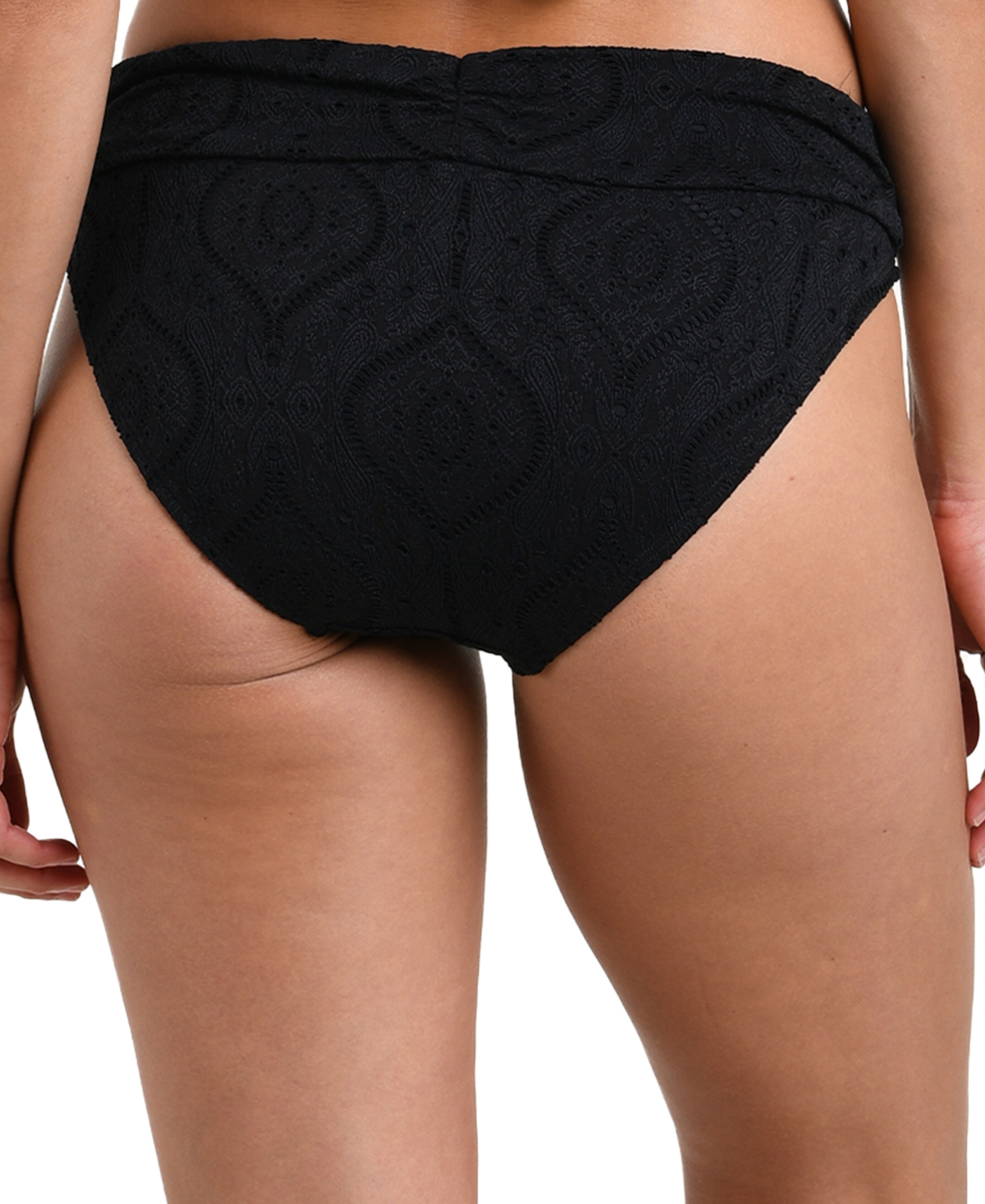 La Blanca Mantra Medallion Shirred Hipster Bikini Bottoms In Black