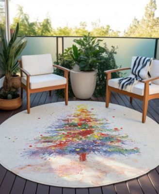 Holiday Washable Indoor/Outdoor ACN1809 8'x8' Round Area Rug