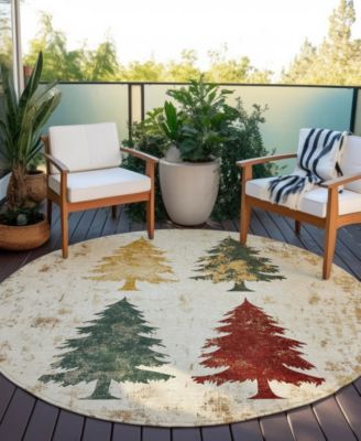 Holiday Washable Indoor/Outdoor ACN1811 8'x8' Round Area Rug