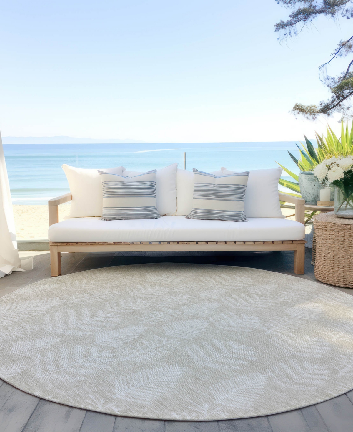 Addison Holiday Washable Indoor/outdoor Acn1813 8'x8' Round Area Rug In Brown