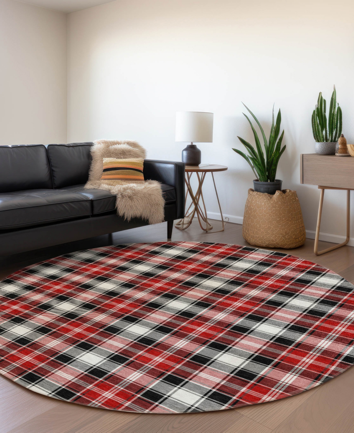 Addison Holiday Washable Indoor/outdoor Acn1817 8'x8' Round Area Rug In Black