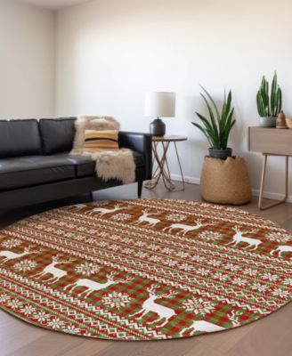 Holiday Washable Indoor/Outdoor ACN1820 8'x8' Round Area Rug