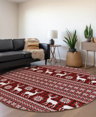 Holiday Washable Indoor/Outdoor ACN1820 8'x8' Round Area Rug