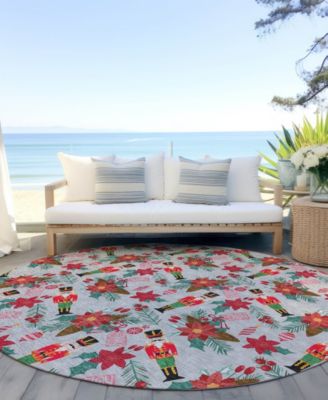 Holiday Washable Indoor/Outdoor ACN1822 8'x8' Round Area Rug