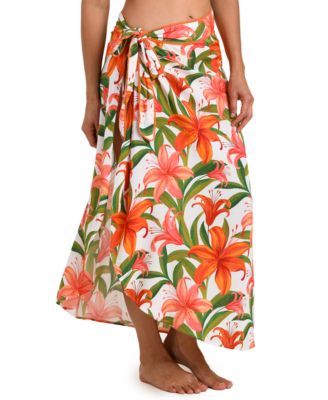 Women's Jungle Blossoms Tie Wrap Swim Skirt