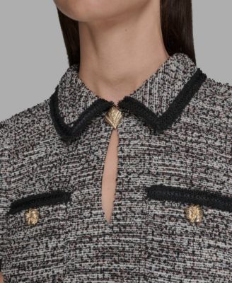 Women's Tweed Collared Shift Dress