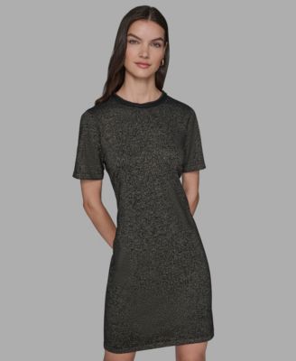 KARL LAGERFELD PARIS - Women's Rhinestone Embellished Crew Neck Sweater Dress