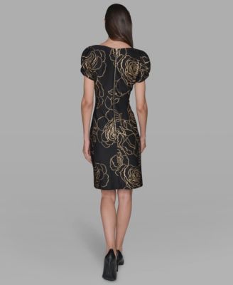 Women's Floral Print Crew Neck Sheath Dress