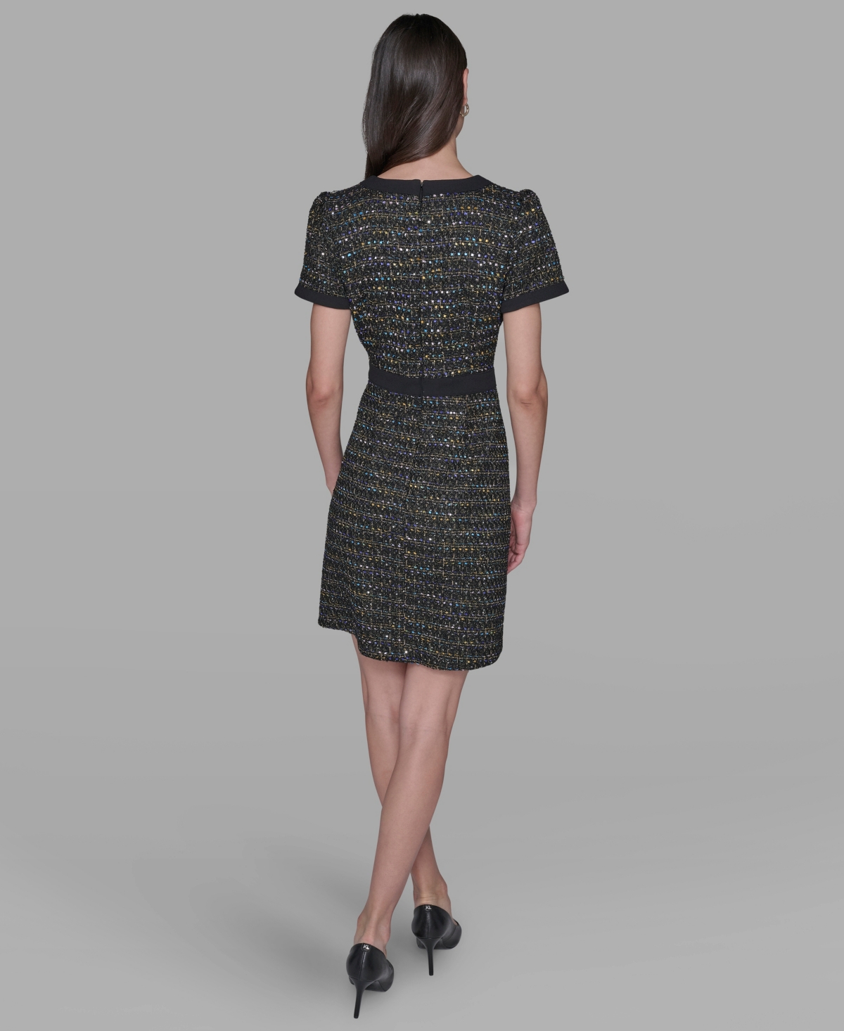Karl Lagerfeld Women's Crew Neck Sheath Dress In Black