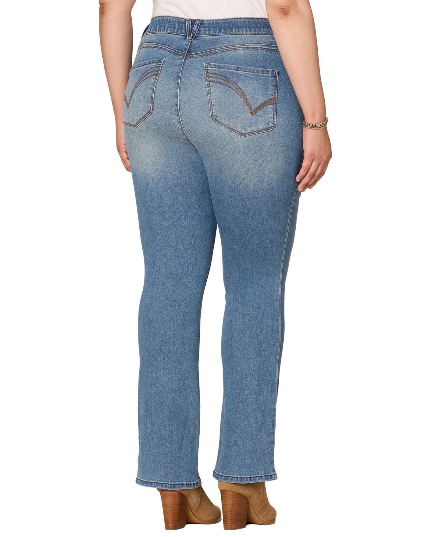 Женские джинсы Democracy Plus Size High Rise Bootcut, цвет: Синий — фото 4