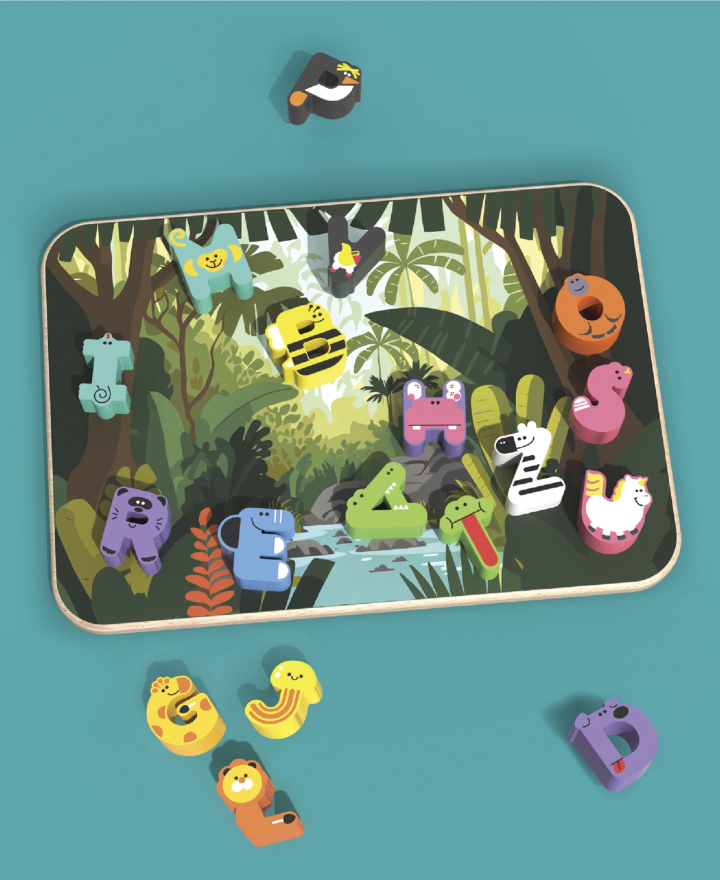 Детская игрушка Geoffrey's Toy Box Animal Alphabet Jungle Puzzle Board — фото 4