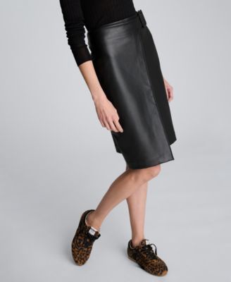 Women's Faux Leather Wrap Skirt
