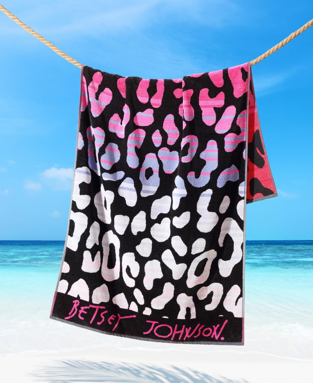 Betsey Johnson Ombre Leopard Printed Cotton Blend Beach Towel