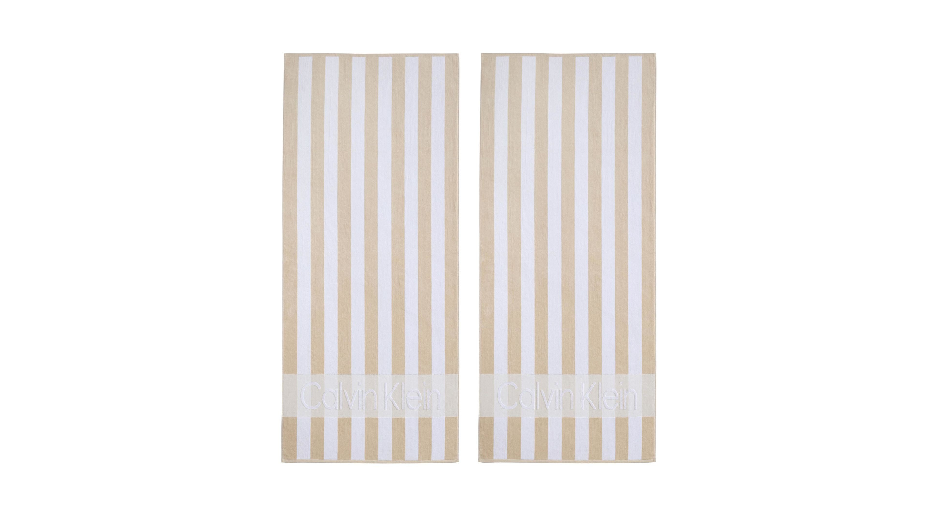 Calvin Klein Beach Stripe Logo Cotton 2-Pc. Beach Towel Set, 70" x 40"